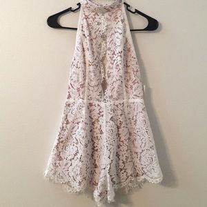 Open back lace romper